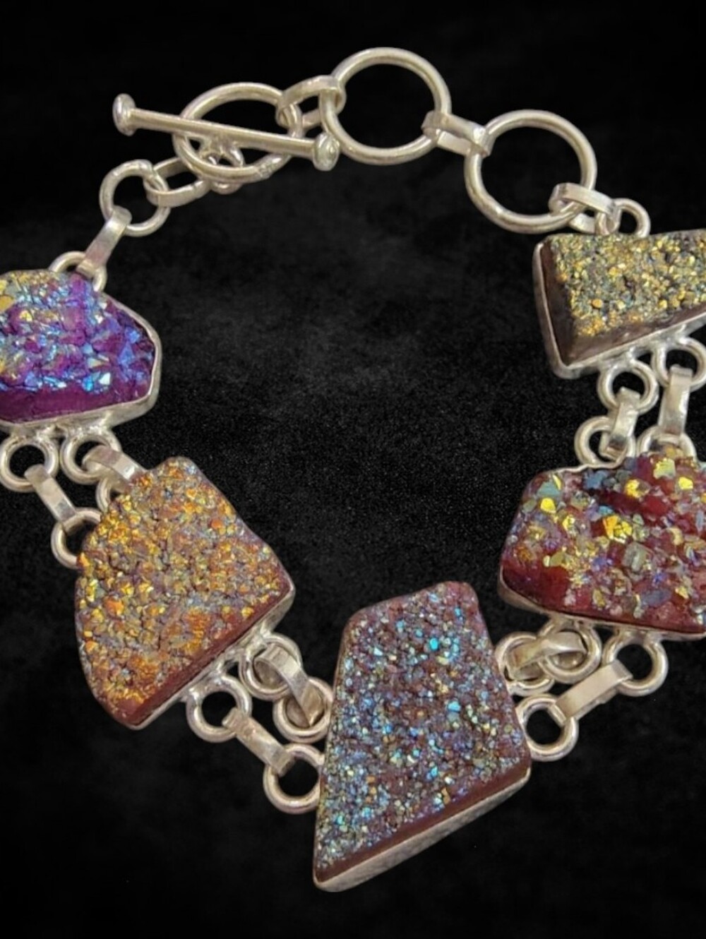 Sparkly Multicolored Druzy Link Bracelet